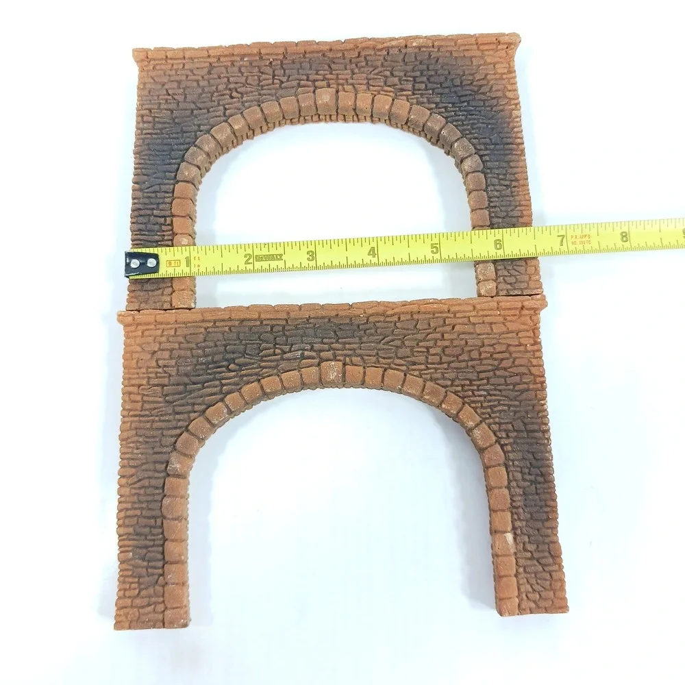 HO Scale Model Train Tunnel Portals and Retaining Wing Walls Stone 7pc Set